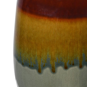 Reactive Glaze Blue and Brown Table Lamp with Linen Shade