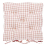 Gingham seat pad with ties plaster pink