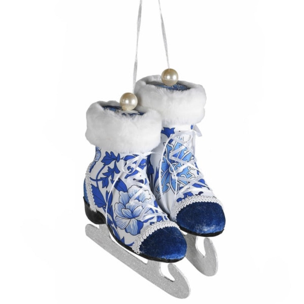 Large Blue and White Ice Skates Decoration Town & Country Interiors