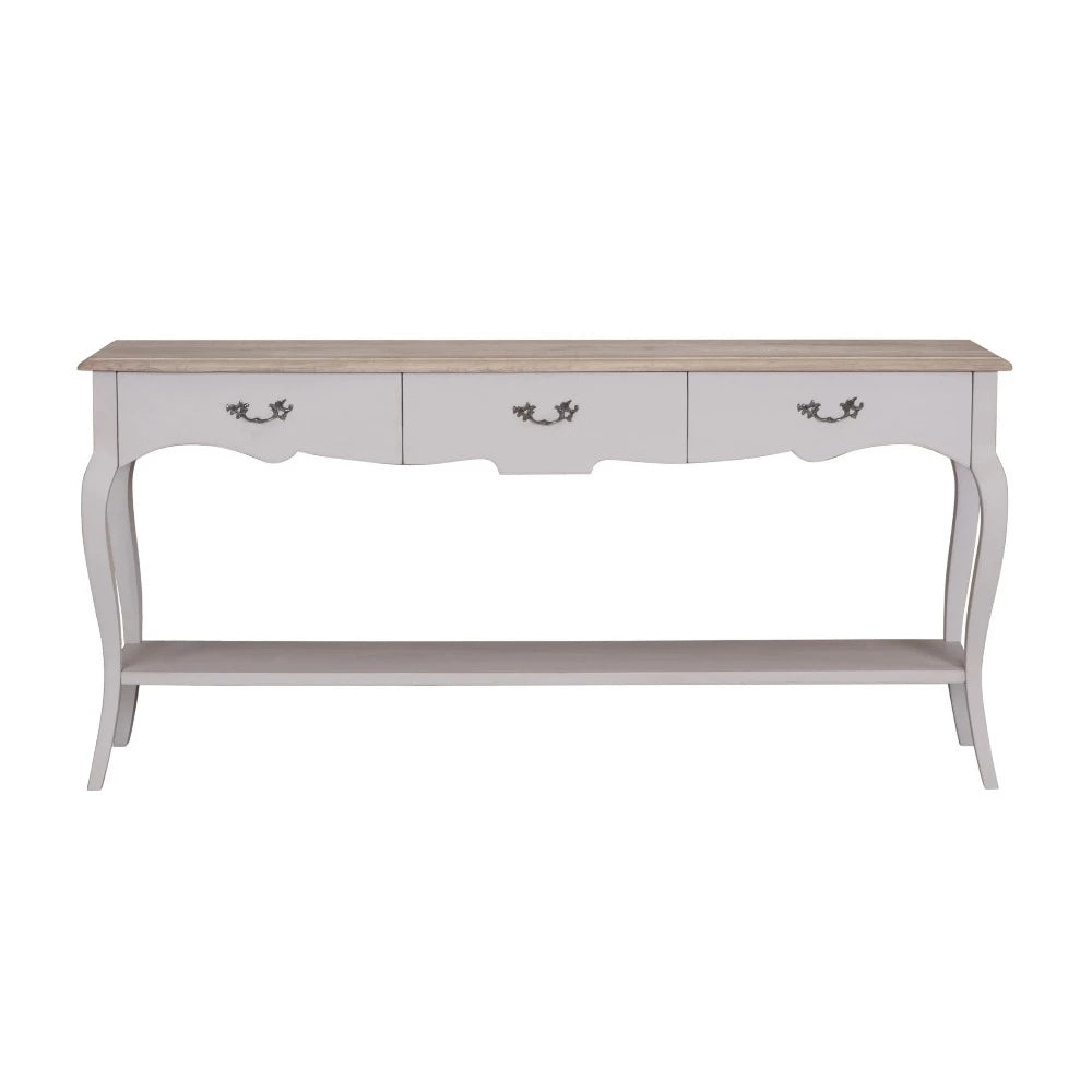 Brown and store white console table