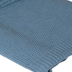Blue Knitted Blanket - Throw