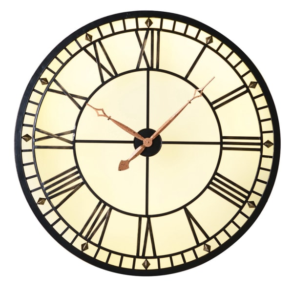 36" Metal Wall Clock with Inner Light