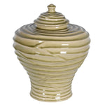 Small Ceramic Sage Rippled Vase with Lid