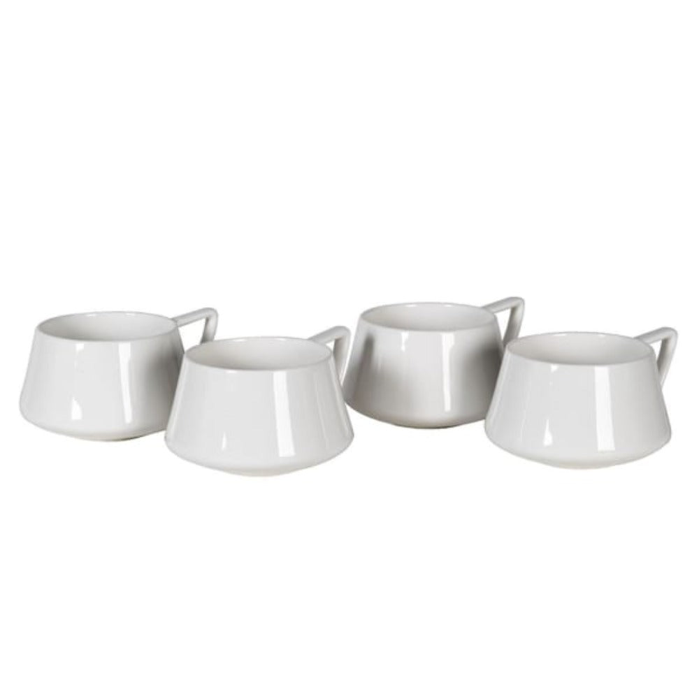 Set of 4 Angular White Mugs