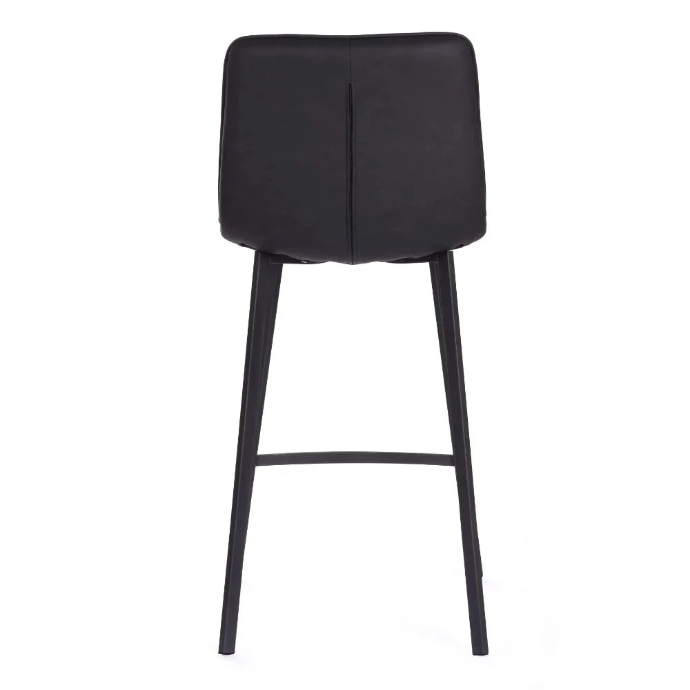 Louis PU Vintage Black Counter Stool – 65cm Seat Height (Anthracite Grey Leg)