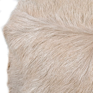 100% Cream Goatskin Fur Pouffe
