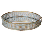 Distressed Round Mirror Top Tray