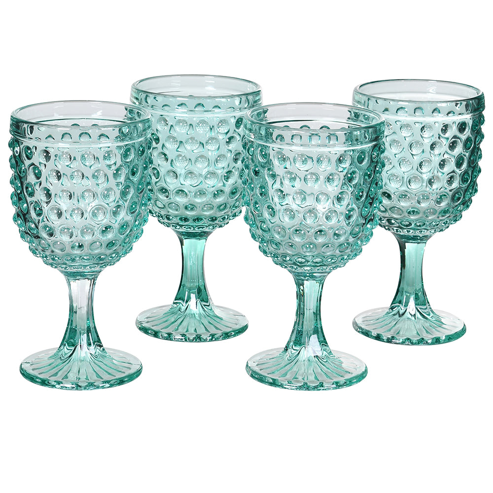 Set of 4 Green Bobble Water Glasses