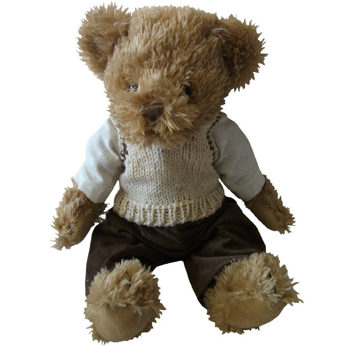 Teddy With Brown Cord Trousers And Tank Top