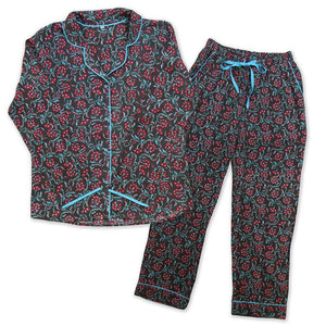 Grey mix floral print luxury eco pyjamas
