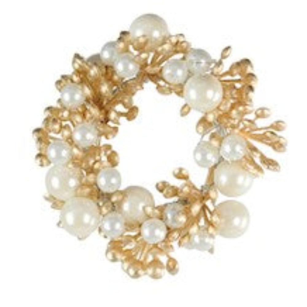 GOLD BERRYBUD 4cm CANDLE RING w/PEARLS