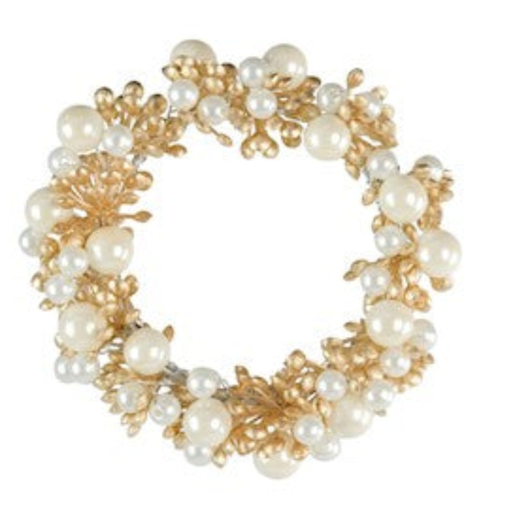 GOLD BERRYBUD 8cm CANDLE RING w/PEARLS