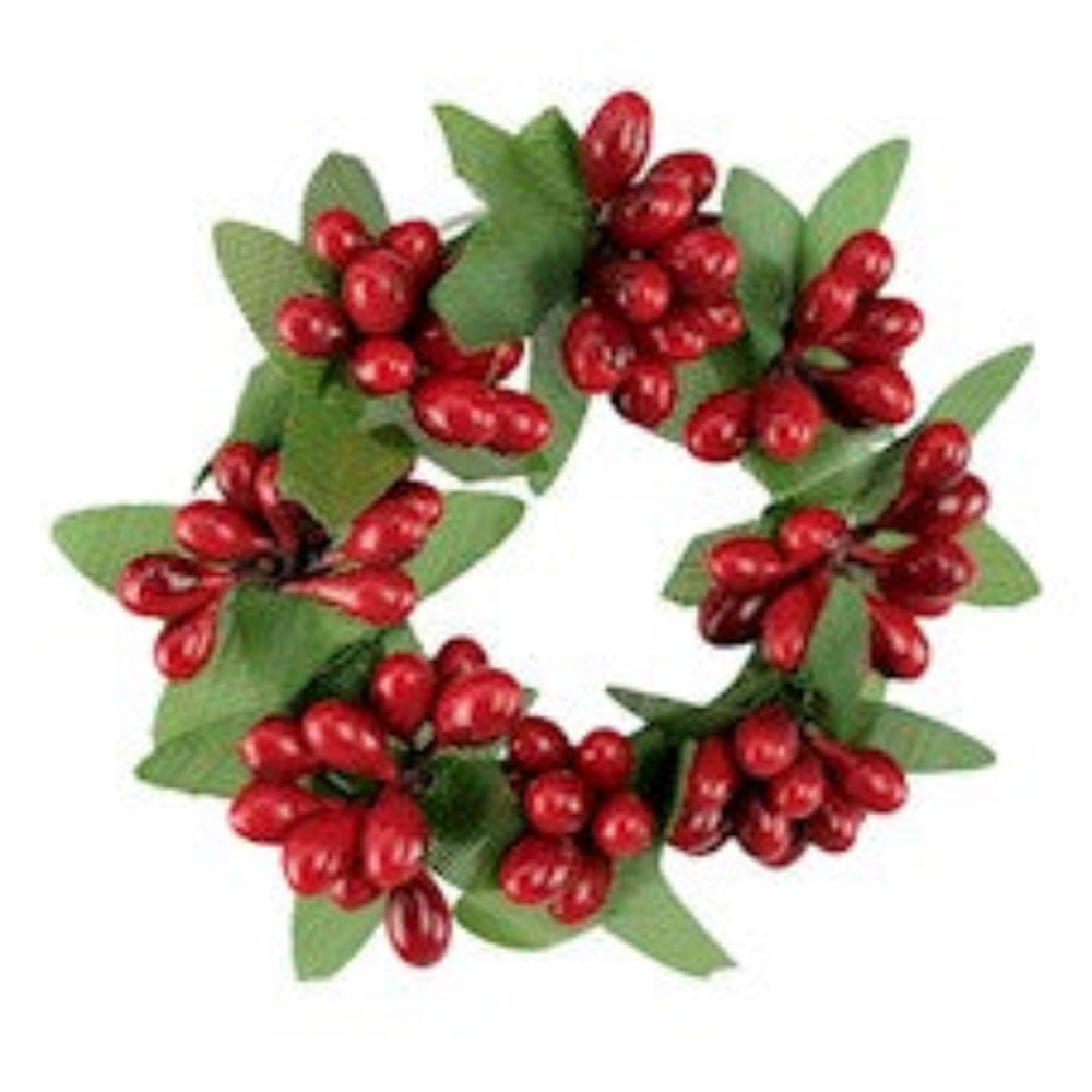 RED BERRYBUD CANDLE RING 4cm