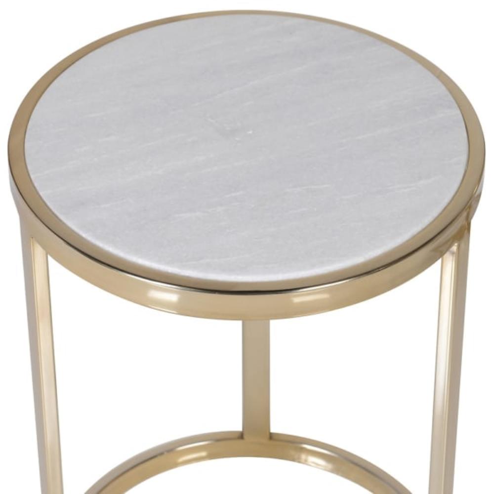 Set of 2 White Marble Gold Nesting Tables