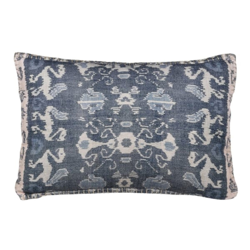 Blue and White Ikat Cushion