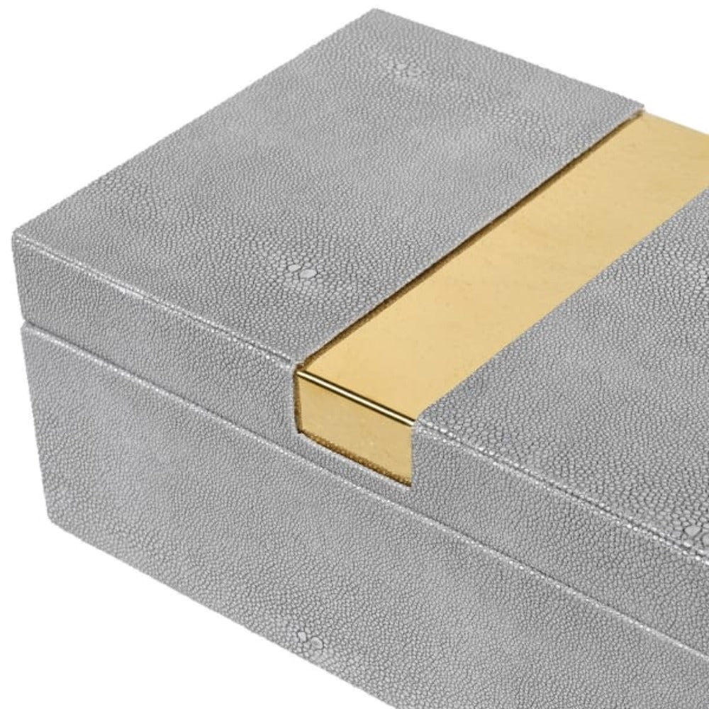 
            
                Load image into Gallery viewer, Set of 2 Faux Shagreen Boxes with Gold Trim
            
        