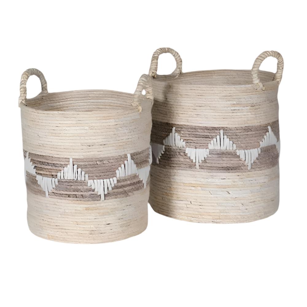 Set of 2 Ecru Maize Baskets