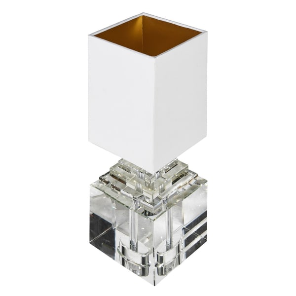 Crystal Cube Base Table Lamp with Linen Shade
