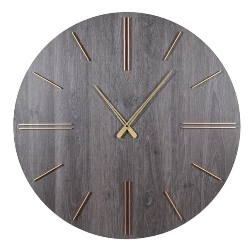 Dark Grey Wood Effect Clock