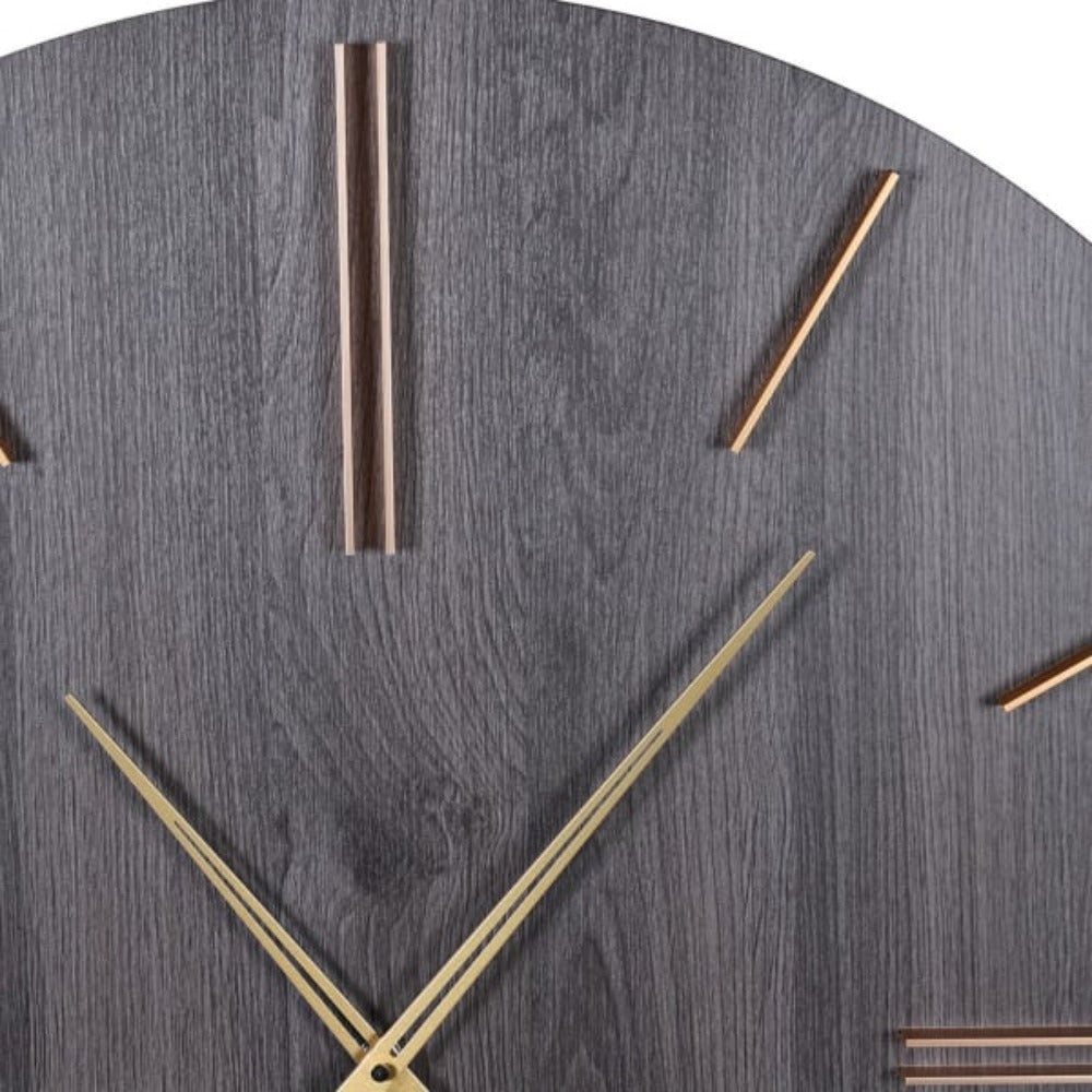 Dark Grey Wood Effect Clock