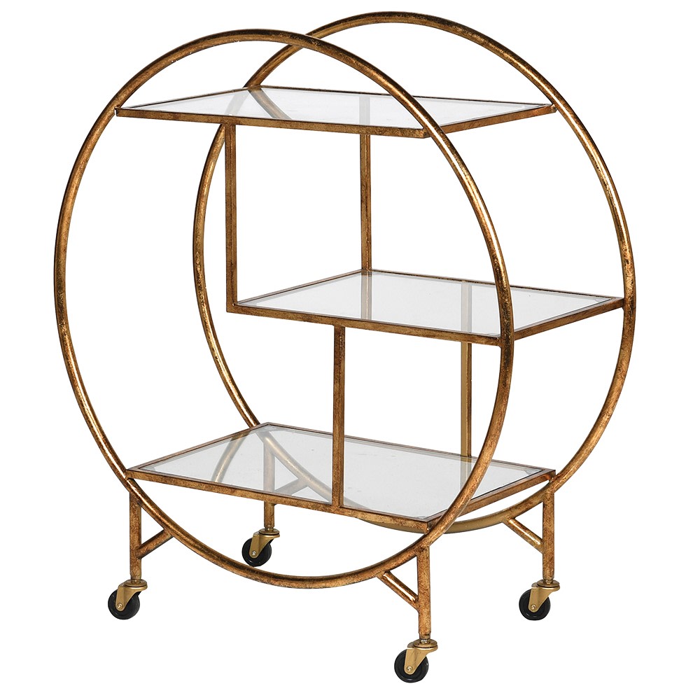 Deco Gold Glass Bar Trolly
