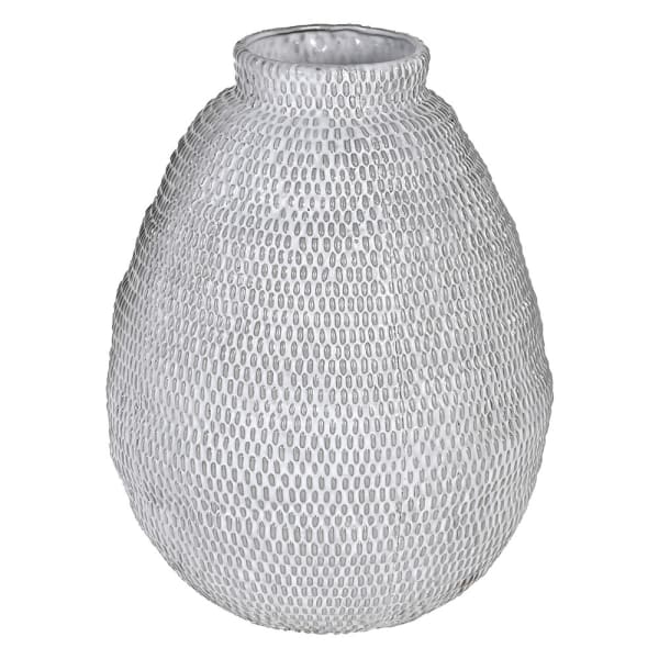 White Grey Textured Ceramic Vase