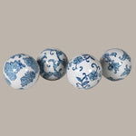 Set of 4 Delft Blue Ceramic Orbs