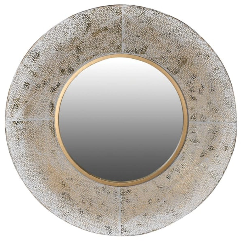 White-wash Round Mirror