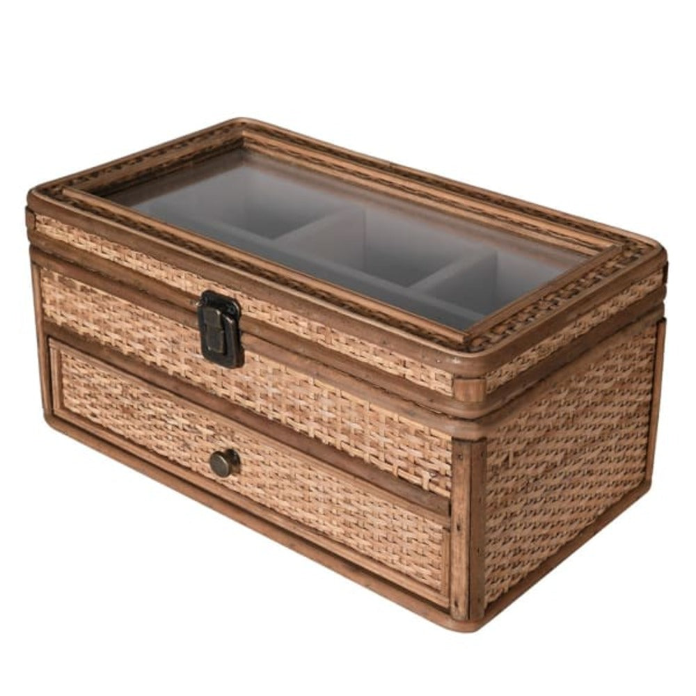 Natural Rattan Jewellery Box with Drawer