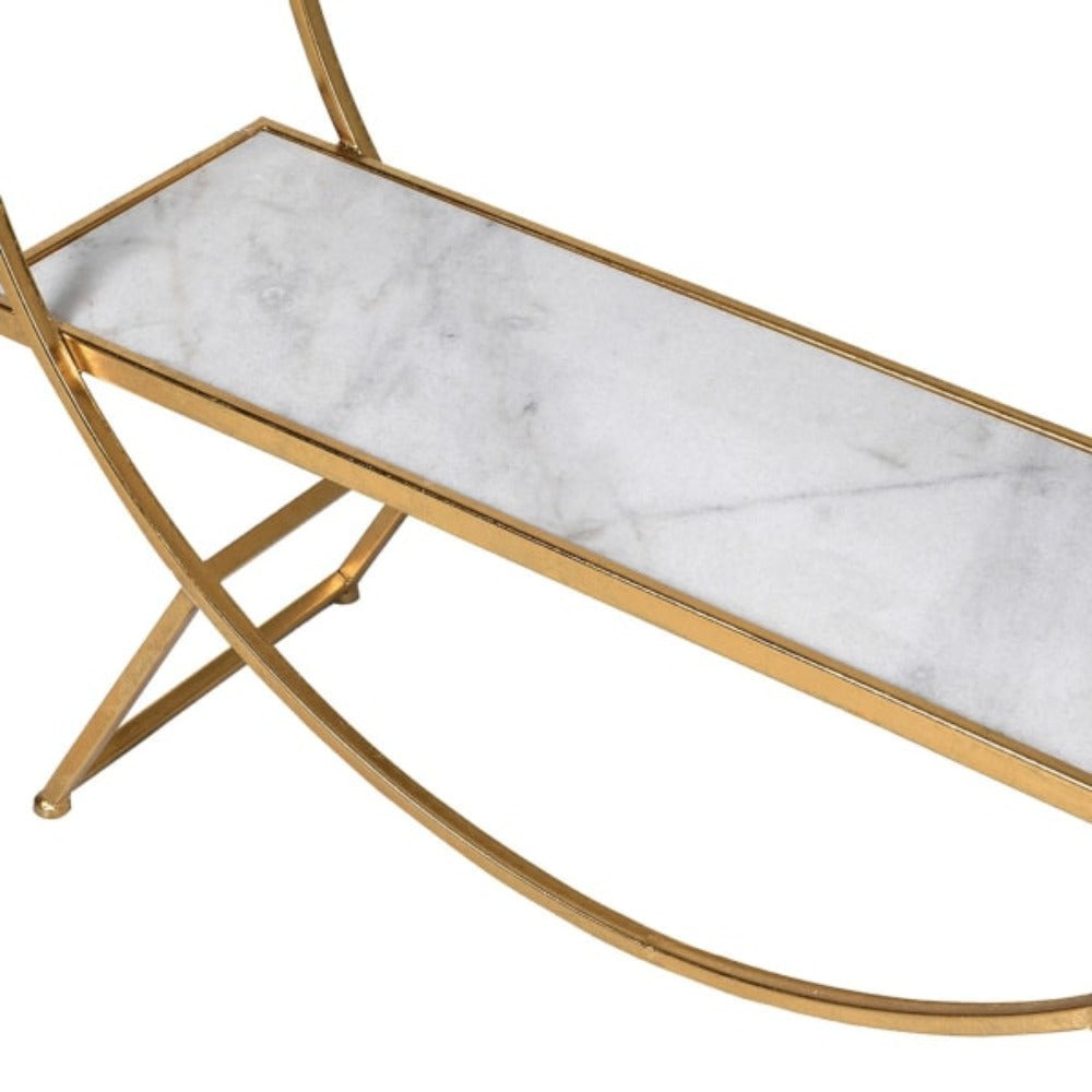 Round Gold and Marble Shelf Unit