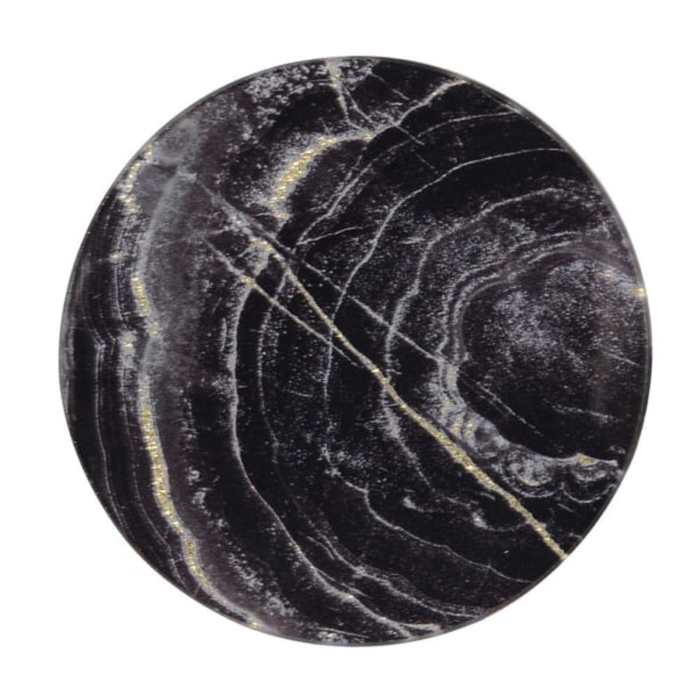 Set of 4 Marble Effect Glass Coasters with Holder