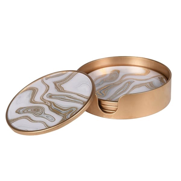 Set of 4 Gold Swirl Coasters