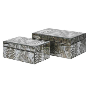 Set of 2 Mirrored Palm Jewellery Boxes