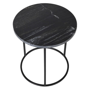 Set of 2 Black Marble Top Side Tables