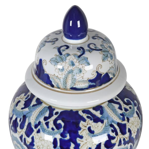 Blue and White Traditional Pattern Lidded Ginger Jar