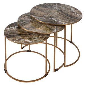 Gold Faux Marble Table Set of 3