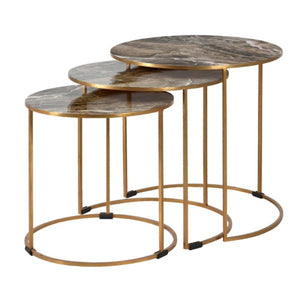 Gold Faux Marble Table Set of 3