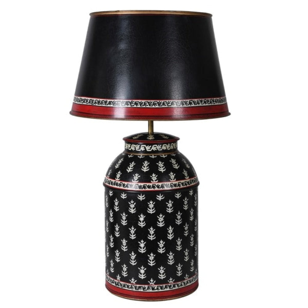 Black Daisy Tea Caddy Table Lamp