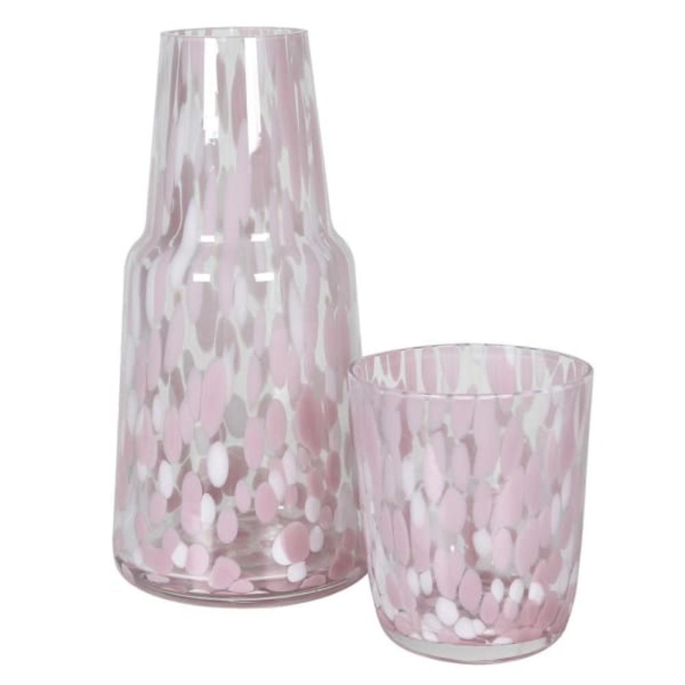 Pink Glass Carafe & Tumbler