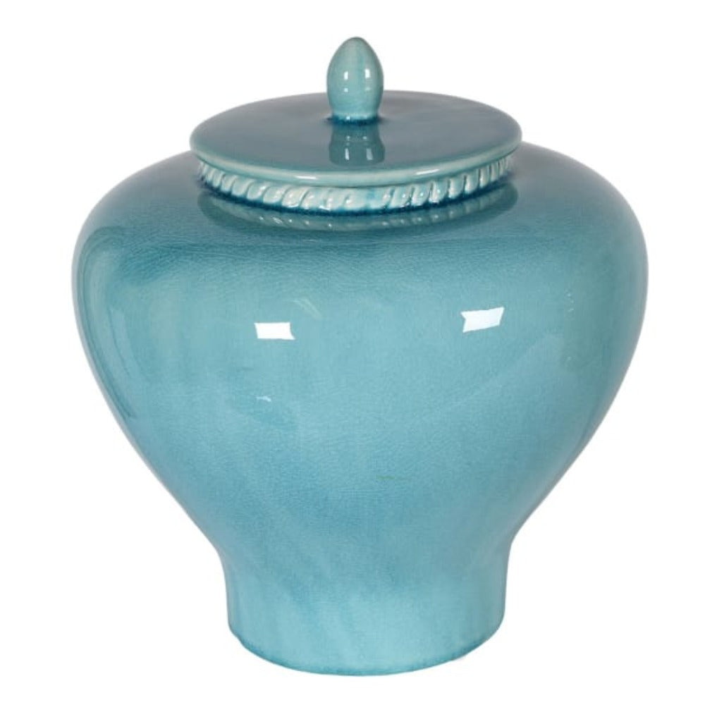 Aqua Blue Lidded Jar Large