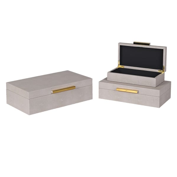 Set of 3 Taupe Faux Shagreen Boxes