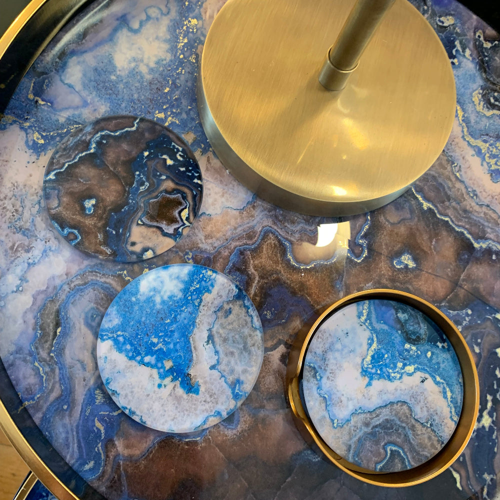 Blue Marble Effect Coasters