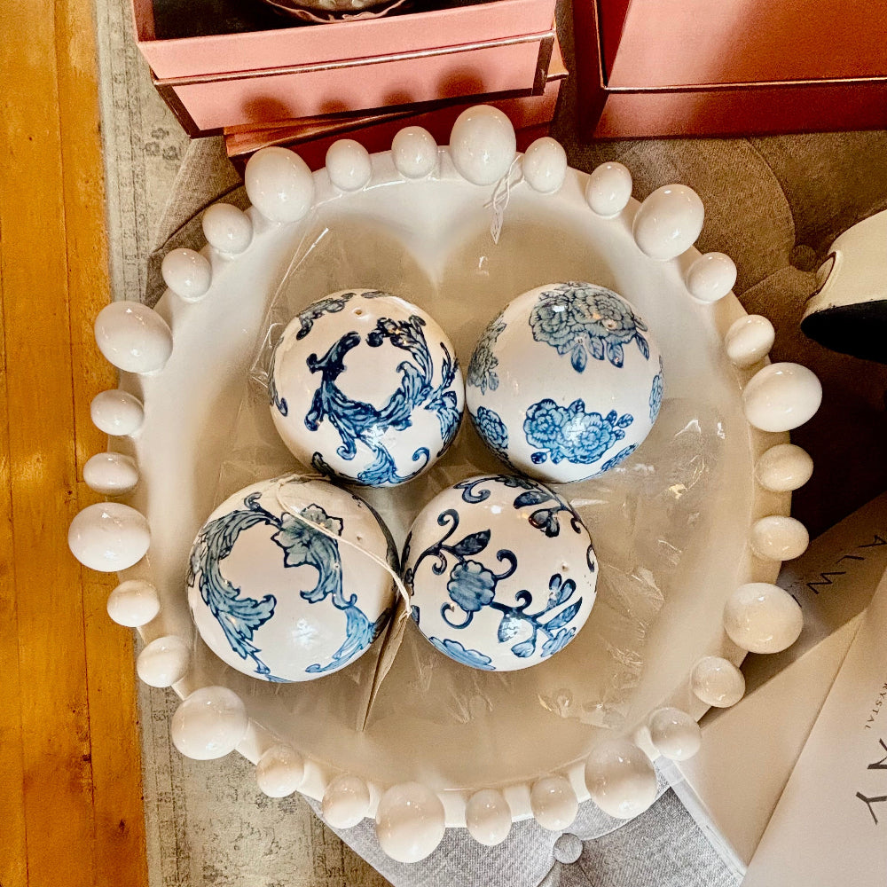 White Bobble Edged Bowl