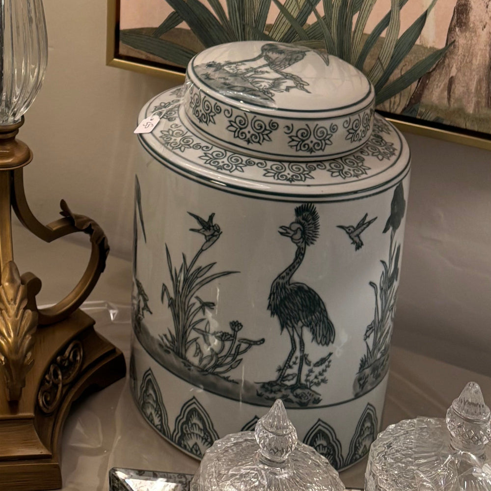 Exotic Bird Temple Jar