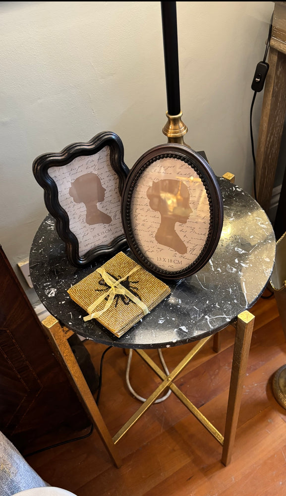 Black Faux Marble Top Side Table