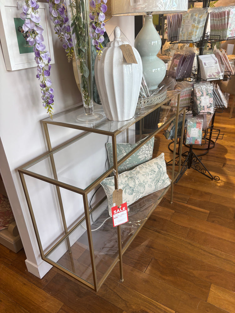 Glass Tiered Geometric Console Table