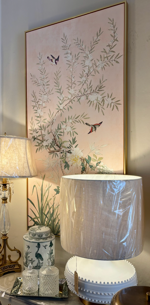 Set of 2 Soft Pink Chinoiserie Floral Pictures