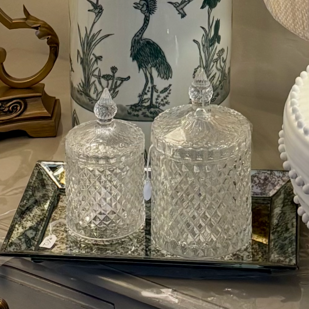 Cut Glass Jars with Lids