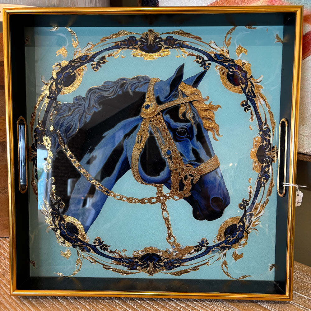 Antique Gold Horse Tray