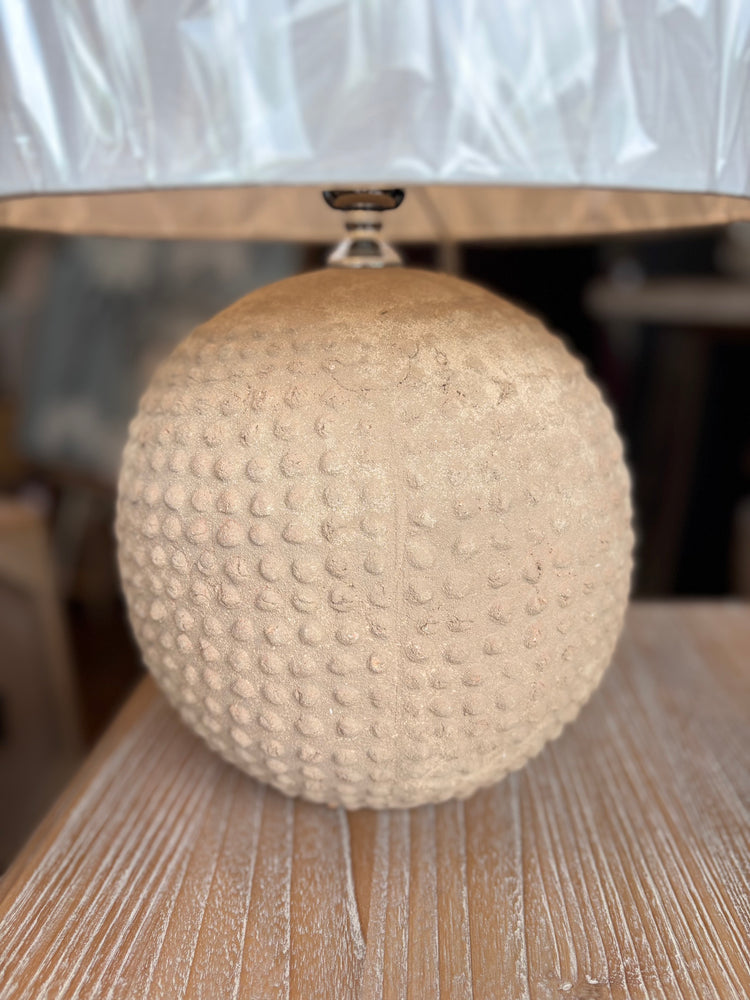 Round Bobbles Table Lamp with Linen Shade